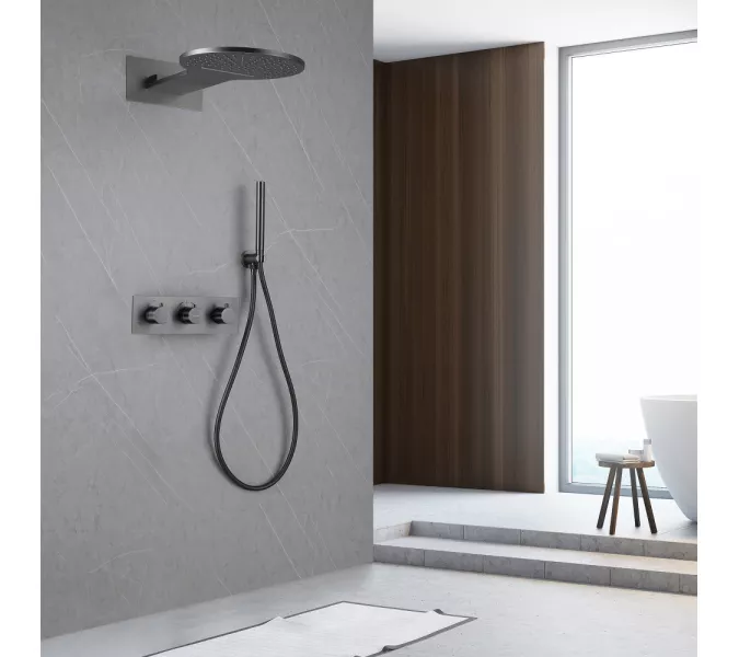 Душевая система ABBER Wasser Kreis AF8151NG скрытого монтажа без излива, термостат, никель, Выбрать цвет: Никель, изображение 2