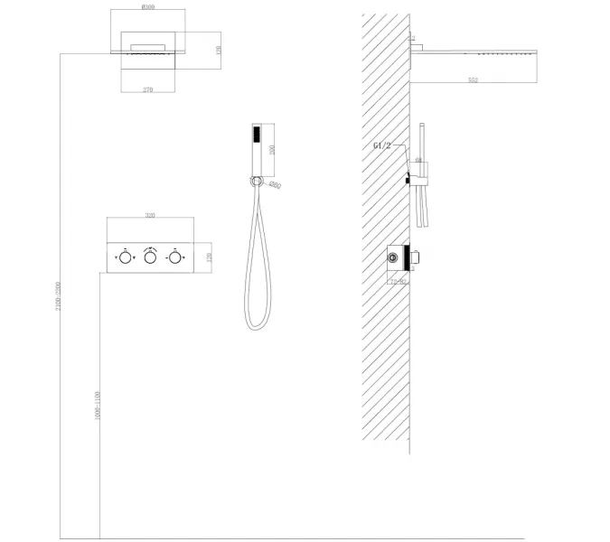 Душевая система ABBER Wasser Kreis AF8151NG скрытого монтажа без излива, термостат, никель, Выбрать цвет: Никель, изображение 3