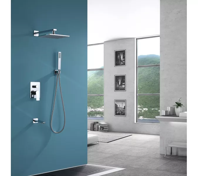 Душевая система ABBER Weiss Insel AF8017 скрытого монтажа с изливом, хром, Выбрать цвет: Хром, изображение 2