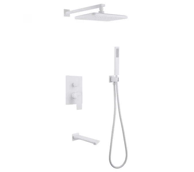 Душевая система ABBER Weiss Insel AF8017FW скрытого монтажа с изливом, белый матовый, Выбрать цвет: Белый матовый