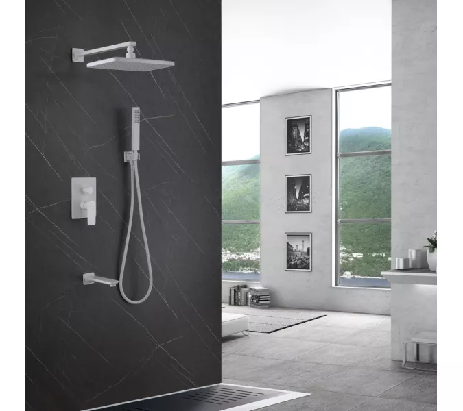 Душевая система ABBER Weiss Insel AF8017FW скрытого монтажа с изливом, белый матовый, Выбрать цвет: Белый матовый, изображение 2