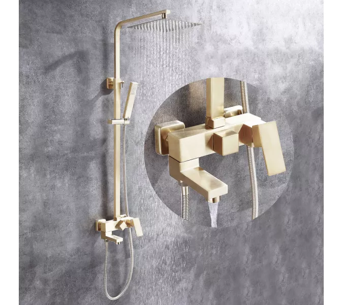 Душевая стойка ABBER Daheim AF8216, Выбрать цвет: Золото матовое, Регулируемая высота: 850-1450, изображение 2