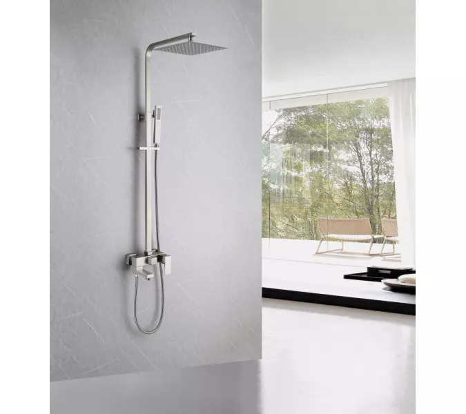 Душевая стойка ABBER Daheim AF8216, Выбрать цвет: Сатин, Регулируемая высота: 850-1450, изображение 2