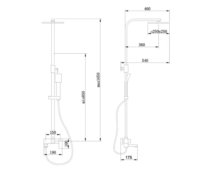 Душевая стойка ABBER Daheim AF8216, Выбрать цвет: Сатин, Регулируемая высота: 850-1450, изображение 3