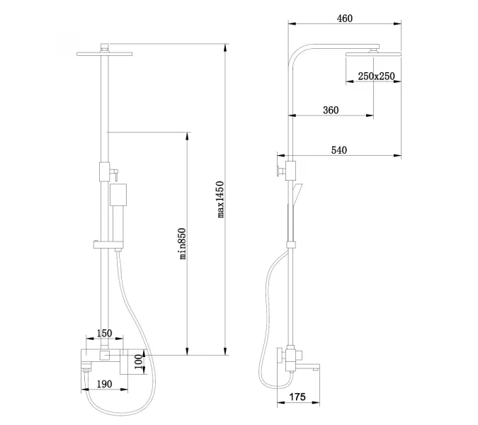 Душевая стойка ABBER Daheim AF8216, Выбрать цвет: Белый матовый, Регулируемая высота: 850-1450, изображение 3