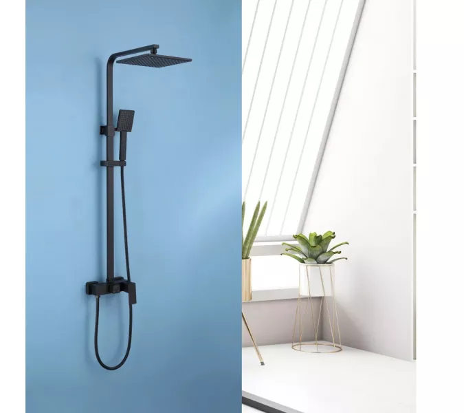 Душевая стойка ABBER Daheim AF8220BL без излива, черный матовый (в.145), Выбрать цвет: Черный матовый, изображение 2