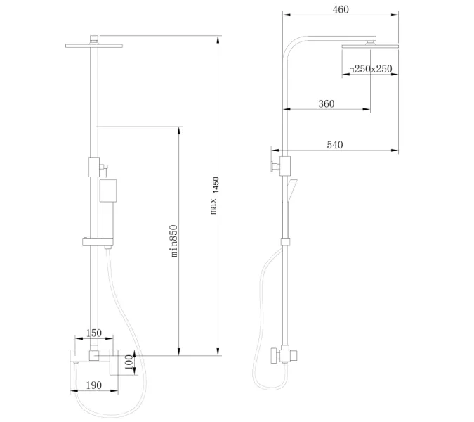 Душевая стойка ABBER Daheim AF8220BL без излива, черный матовый (в.145), Выбрать цвет: Черный матовый, изображение 3