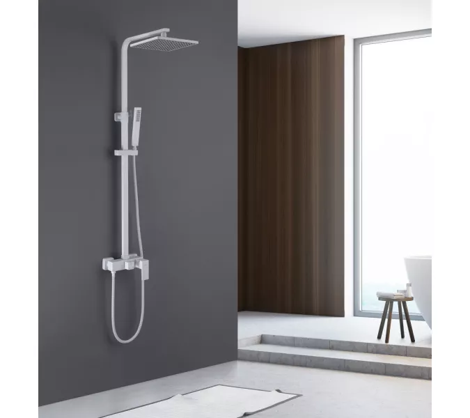 Душевая стойка ABBER Daheim AF8220WL без излива, белая матовая (в.145), Выбрать цвет: Белый матовый, изображение 2