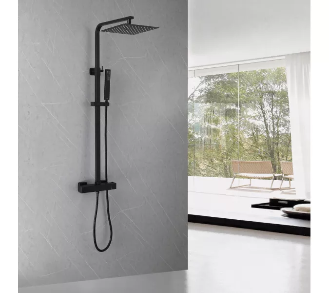 Душевая стойка ABBER Daheim AF8260B с термостатом без излива, черный матовый, Выбрать цвет: Черный матовый, изображение 2