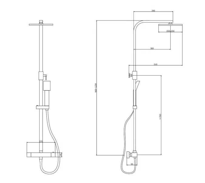 Душевая стойка ABBER Daheim AF8260B с термостатом без излива, черный матовый, Выбрать цвет: Черный матовый, изображение 3
