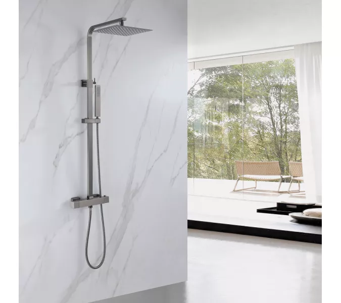 Душевая стойка ABBER Daheim AF8260NGL с термостатом без излива, никель, Выбрать цвет: Никель, изображение 2