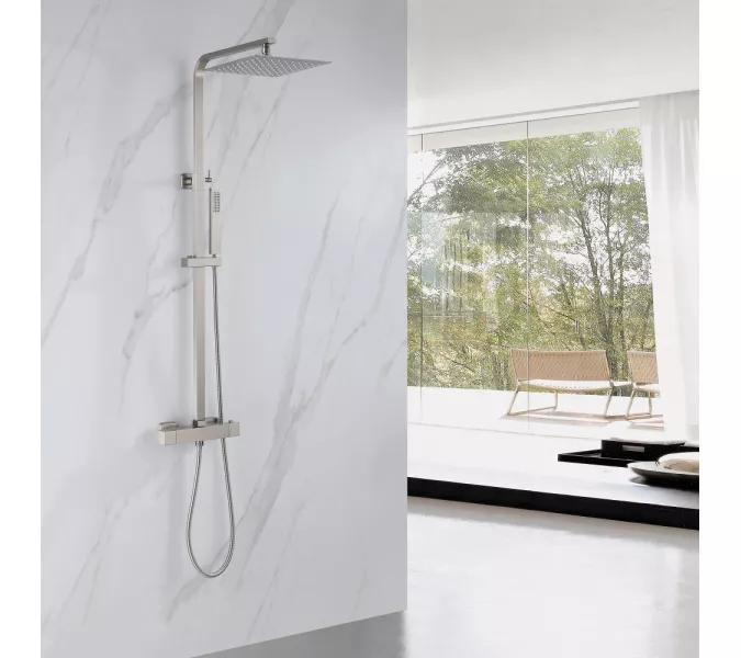 Душевая стойка ABBER Daheim AF8260SPL с термостатом без излива, сатин, Выбрать цвет: Сатин, изображение 2