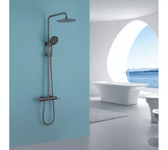 Душевая стойка ABBER Emotion AF8816NGL с изливом, никель, Выбрать цвет: Никель, Регулируемая высота: 900-1430, изображение 2