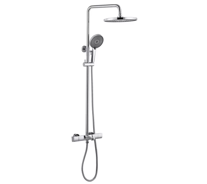 Душевая стойка ABBER Thermostat AF8516L с термостатом и изливом, хром, Выбрать цвет: Хром, Регулируемая высота: 860-1430