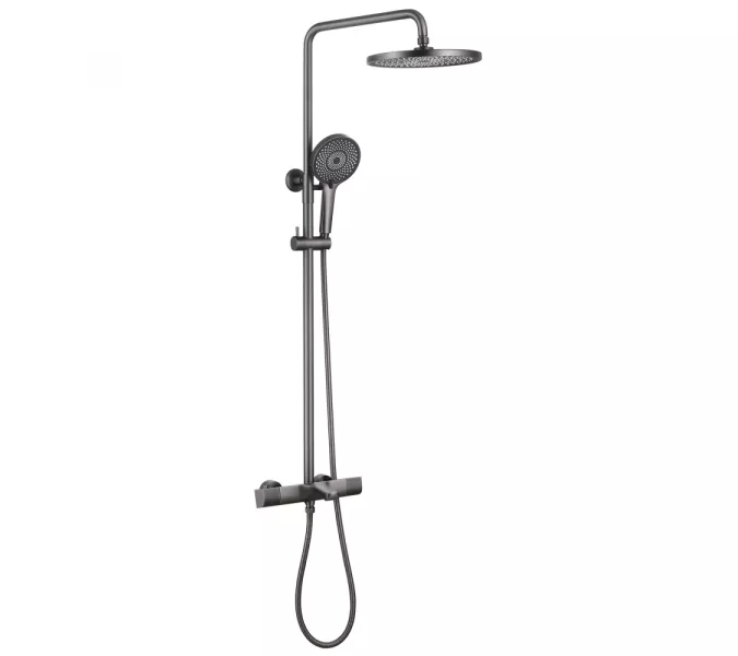 Душевая стойка ABBER Thermostat AF8516NG с термостатом и изливом, никель, Выбрать цвет: Никель, Регулируемая высота: 850-1150