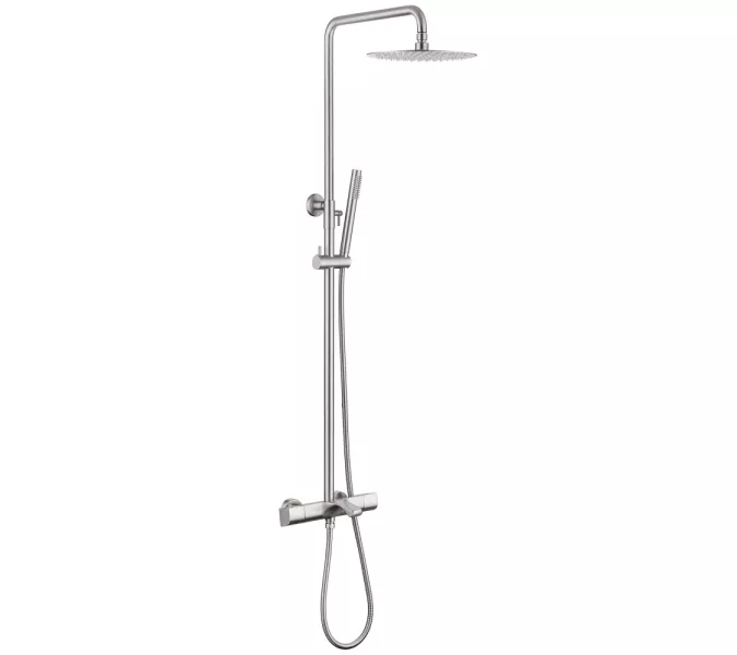 Душевая стойка ABBER Thermostat AF8516SPL с термостатом и изливом, сатин, Выбрать цвет: Сатин, Регулируемая высота: 900-1430