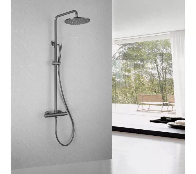 Душевая стойка ABBER Wasser Kreis AF8160NG с термостатом без излива, никель, Выбрать цвет: Никель, изображение 2