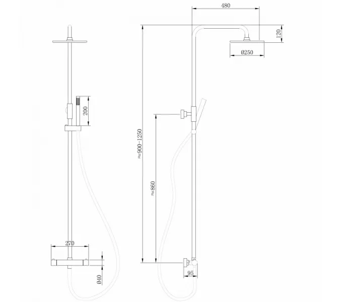 Душевая стойка ABBER Wasser Kreis AF8160NG с термостатом без излива, никель, Выбрать цвет: Никель, изображение 3