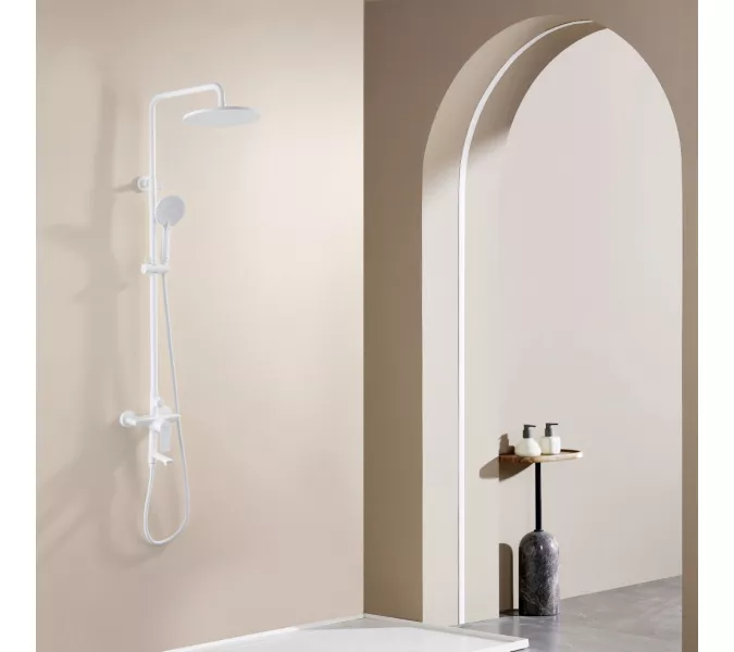 Душевая стойка ABBER Weiss Insel AF8016FWL с изливом, белый матовый, Выбрать цвет: Белый матовый, изображение 2