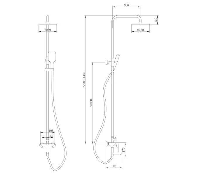 Душевая стойка ABBER Weiss Insel AF8016FWL с изливом, белый матовый, Выбрать цвет: Белый матовый, изображение 3