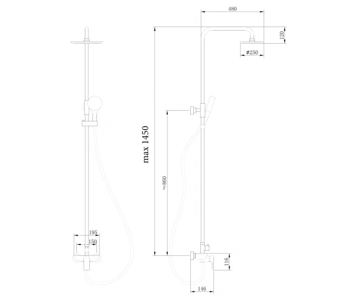 Душевая стойка ABBER Weiss Insel AF8020FWL без излива, белый матовый, Выбрать цвет: Белый матовый, изображение 3