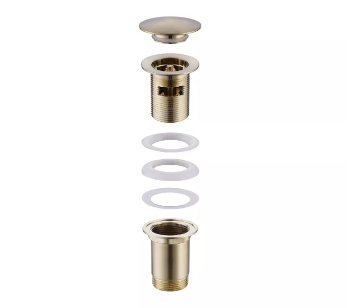 Донный клапан ABBER AF0010G с переливом, клик-клак, золото матовое, Выбрать цвет: Золото матовое, изображение 2