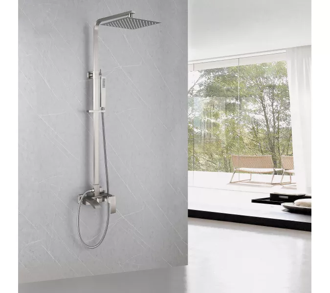 Душевая стойка ABBER Wasserfall AF8616SPL с изливом, сатин, Выбрать цвет: Сатин, Регулируемая высота: 920-1510, изображение 2