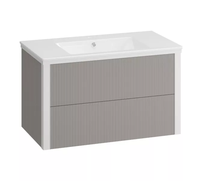 Тумба подвесная с раковиной Opadiris Рубинно , Серый глянцевый, Выбрать цвет: серый глянцевый, Выбрать размер: 90