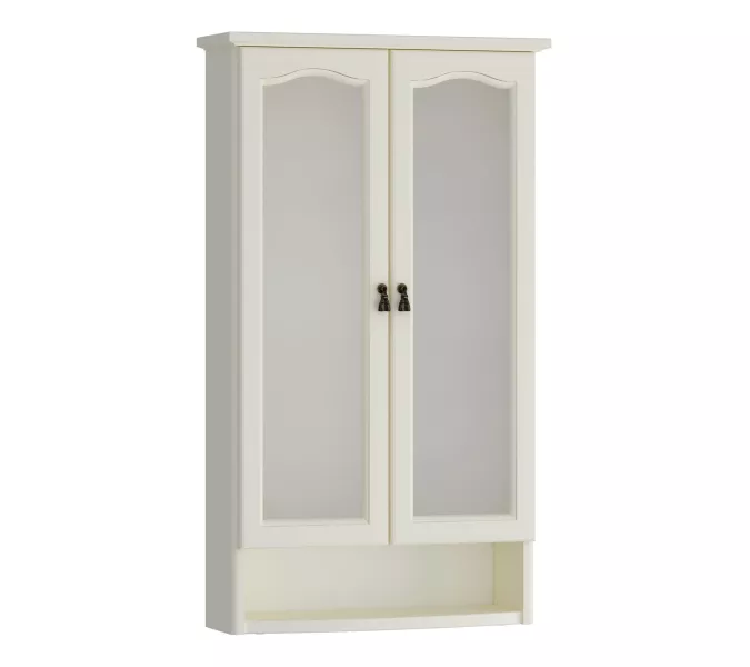 Шкаф Opadiris Риспекто подвесной, двухстворчатый, цвет слоновая кость, с матовым стеклом, Выбрать цвет: Слоновая кость