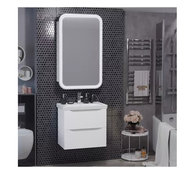 Тумба подвесная с раковиной Opadiris Элеганс , цвет белый матовый, Выбрать размер: 60, изображение 5