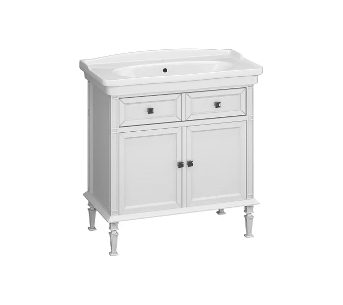 Тумба с раковиной напольная Opadiris Кантара Белый матовый/хром, Выбрать цвет: Белый матовый, Выбрать размер: 85