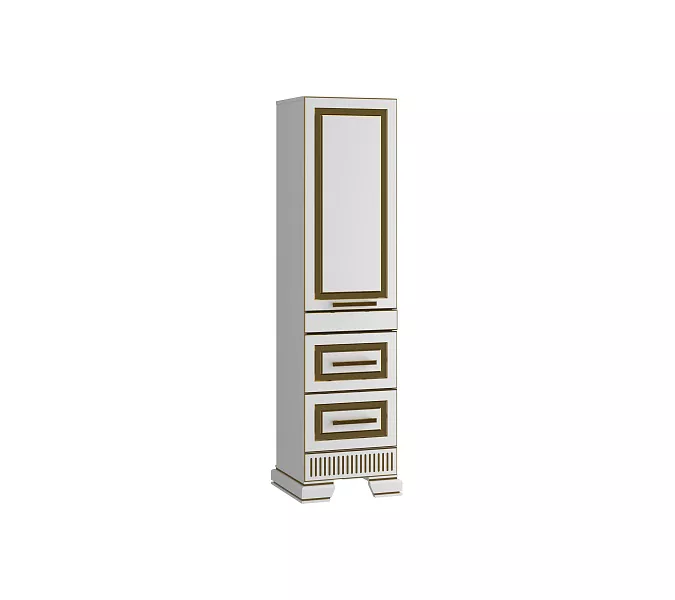 Пенал OPADIRIS Оникс левый/правый, Белый глянцевый с золотой патиной, Выбрать цвет: Белый/золото, Ориентация: Правая