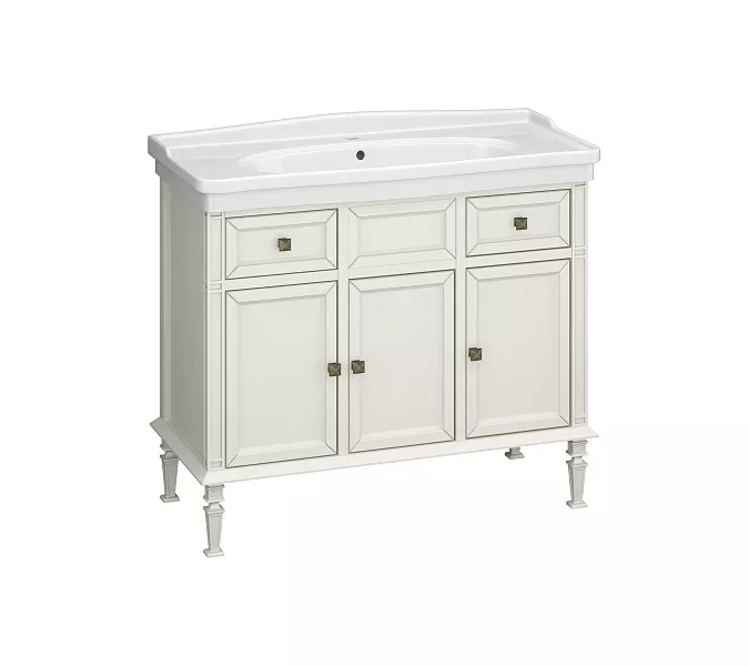 Тумба с раковиной напольная Opadiris Кантара  слоновая кость/бронза, Выбрать цвет: Слоновая кость, Выбрать размер: 105