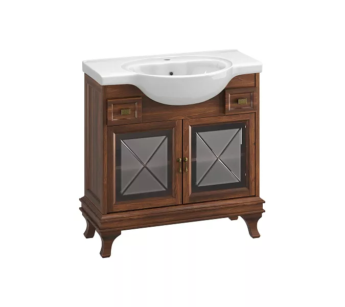 Тумба напольная с раковиной OPADIRIS Борджи-85 светлый орех, Выбрать цвет: Светлый орех