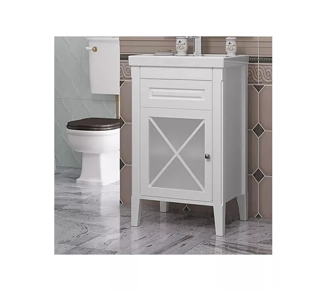 Тумба с раковиной OPADIRIS Палермо белая матовая, Выбрать цвет: Белый, Выбрать размер: 50, изображение 2