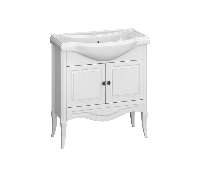 Тумба с раковиной для ванной комнаты OPADIRIS Брунелла-80 белый, Выбрать размер: 80, Выбрать цвет: Белый