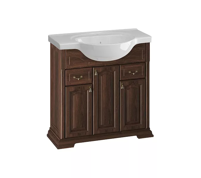 Тумба напольная с раковиной Opadiris Риспекто , цвет орех антикварный, Выбрать цвет: Орех антикварный, Выбрать размер: 85