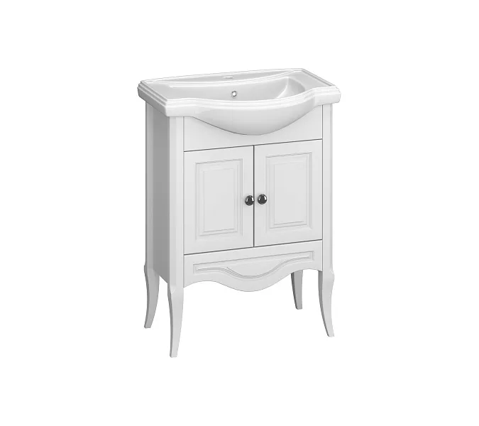 Тумба с раковиной для ванной комнаты OPADIRIS Брунелла- 65 Белый матовый, Выбрать размер: 65, Выбрать цвет: Белый