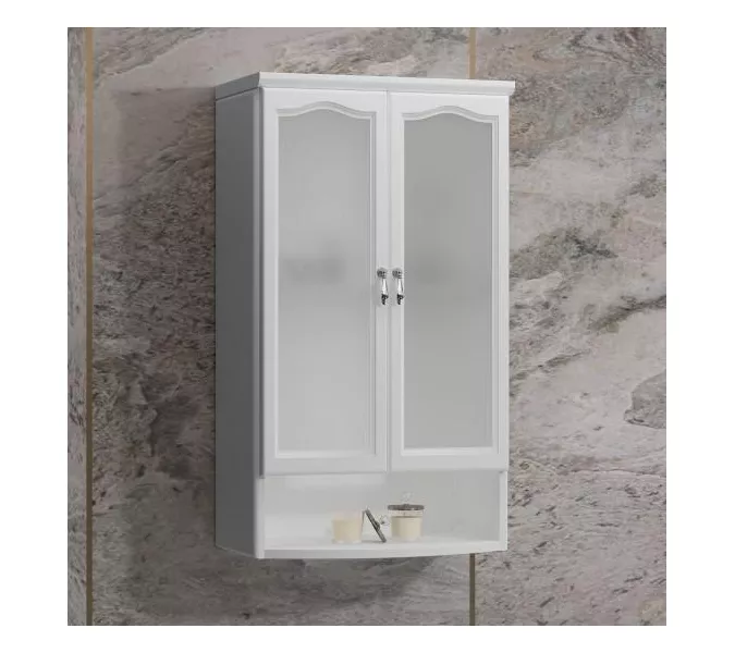 Шкаф Opadiris Риспекто подвесной, двухстворчатый, цвет белый матовый, с матовым стеклом, Выбрать цвет: Белый матовый, изображение 2