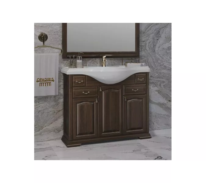 Тумба напольная с раковиной Opadiris Риспекто , цвет орех антикварный, Выбрать цвет: Орех антикварный, Выбрать размер: 105, изображение 2