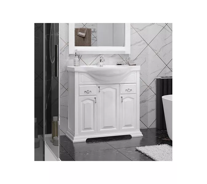 Тумба напольная с раковиной Opadiris Риспекто , цвет белый матовый, Выбрать цвет: Белый матовый, Выбрать размер: 85, изображение 2