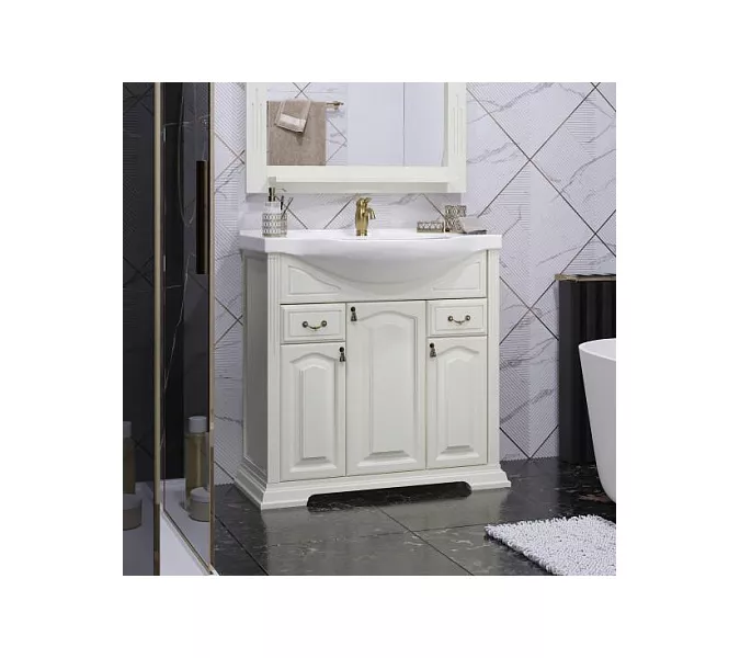 Тумба напольная с раковиной  OPADIRIS Риспекто  слоновая кость, Выбрать цвет: Слоновая кость, Выбрать размер: 85, изображение 2