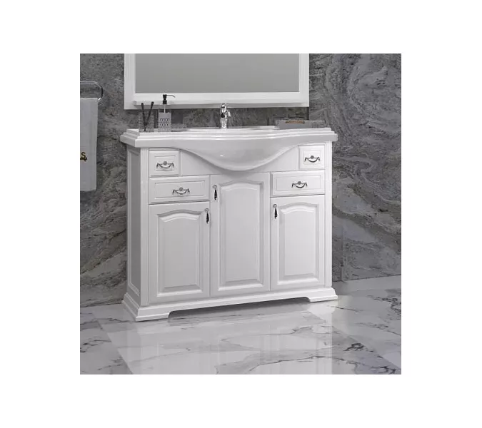 Тумба напольная с раковиной Opadiris Риспекто , цвет белый матовый, Выбрать цвет: Белый матовый, Выбрать размер: 105, изображение 2