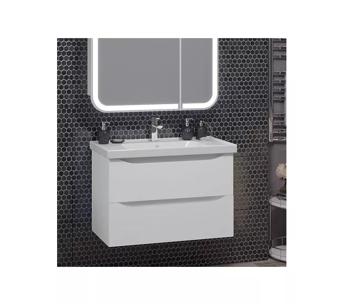 Тумба подвесная с раковиной Opadiris Элеганс , цвет белый матовый, Выбрать размер: 80, изображение 2