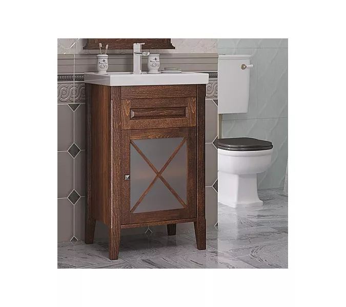 Тумба с раковиной OPADIRIS Палермо  светлый орех, Выбрать цвет: Светлый орех, Выбрать размер: 50, изображение 2