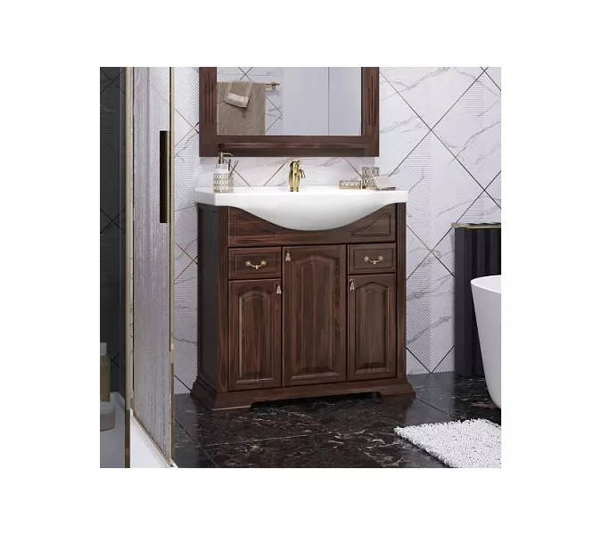 Тумба напольная с раковиной Opadiris Риспекто , цвет орех антикварный, Выбрать цвет: Орех антикварный, Выбрать размер: 85, изображение 2