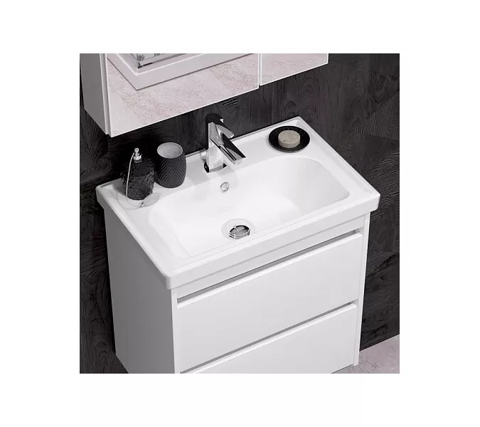 Тумба с раковиной  OPADIRIS Фреш, белый/белое стекло, Выбрать размер: 60, изображение 3