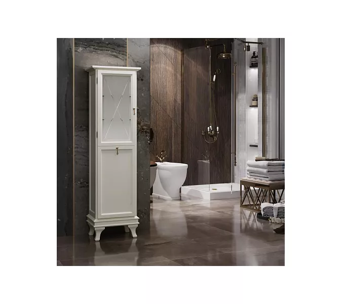 Пенал левый/правый с бельевой корзиной OPADIRIS Борджи слоновая кость, Выбрать цвет: Слоновая кость, Ориентация: Левая, изображение 2