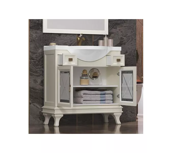 Тумба напольная с раковиной OPADIRIS Борджи-85 Слоновая кость, Выбрать цвет: Слоновая кость, изображение 3