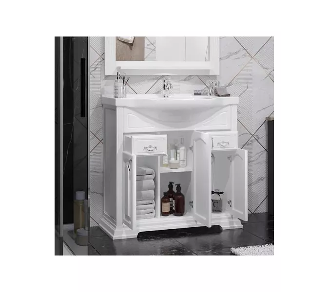 Тумба напольная с раковиной Opadiris Риспекто , цвет белый матовый, Выбрать цвет: Белый матовый, Выбрать размер: 85, изображение 3